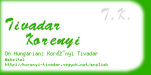 tivadar korenyi business card